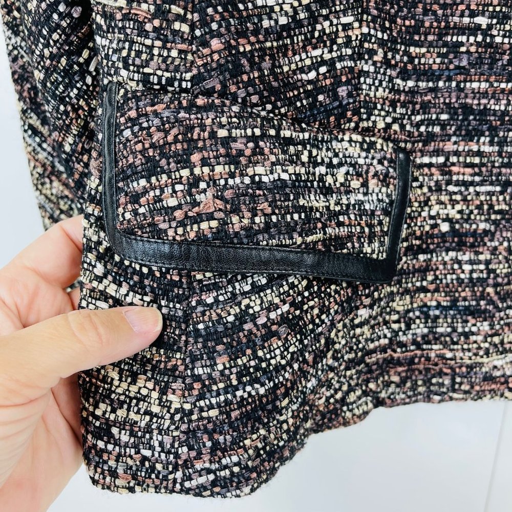 LAFAYETTE 148 Multi-Color Tweed Faux Leather Trim Wool Blend Blazer Jacket SZ 8P - Picture 5 of 14